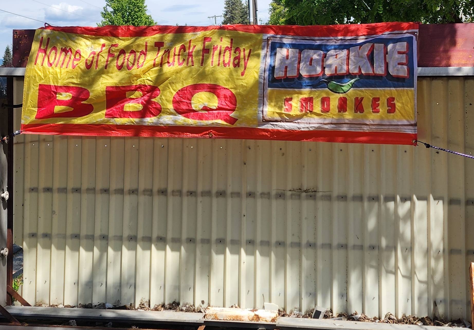 Hoakie Smoakes BBQ banner at the truck